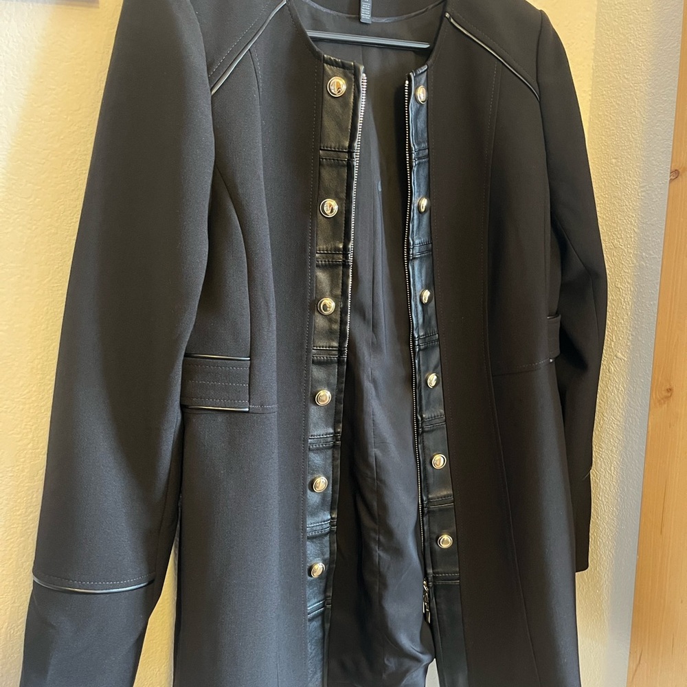 Black Long Coat with Button Details